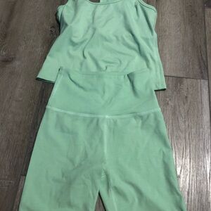 Beyond Yoga Pistachio Green Tank Top and Shorts Set